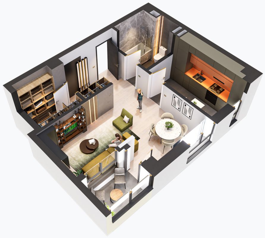 Apartamente cu o cameră tip 1A, poza 2